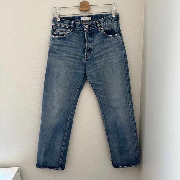 Moussy Vintage Denim Mv Farwell Straight Leg Jeans Cotton Blend Whiskering Fadin - Picture 2 of 14